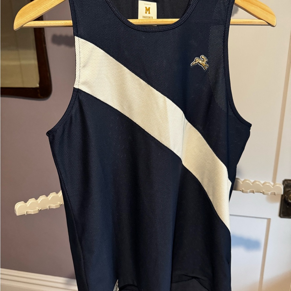 Tracksmith Women’s Navy and White Tank Top